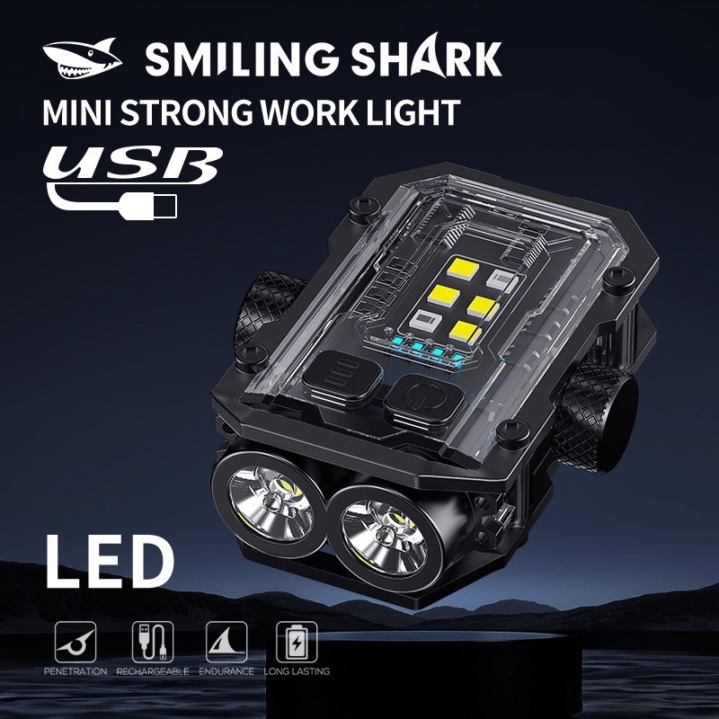 SmilingShark TIP0060 ไฟฉาย led พวงกุญแจ หมุนได้ คบเพลิง ด้วยแม่เหล็ก Type-C ชาร์จใหม่ได้ 8 โหมด แสงสีแดงและสีน้ำเงิน