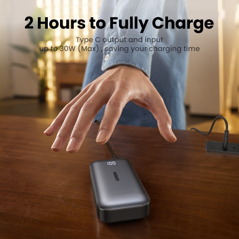 UGREEN Power Bank แบตสำรอง 10000mAh 30W (1C+1A) พาวเวอร์แบงค์ชาร์จเร็ว Mini Fast Charging รุ่น 25185 - รูปที่ 3