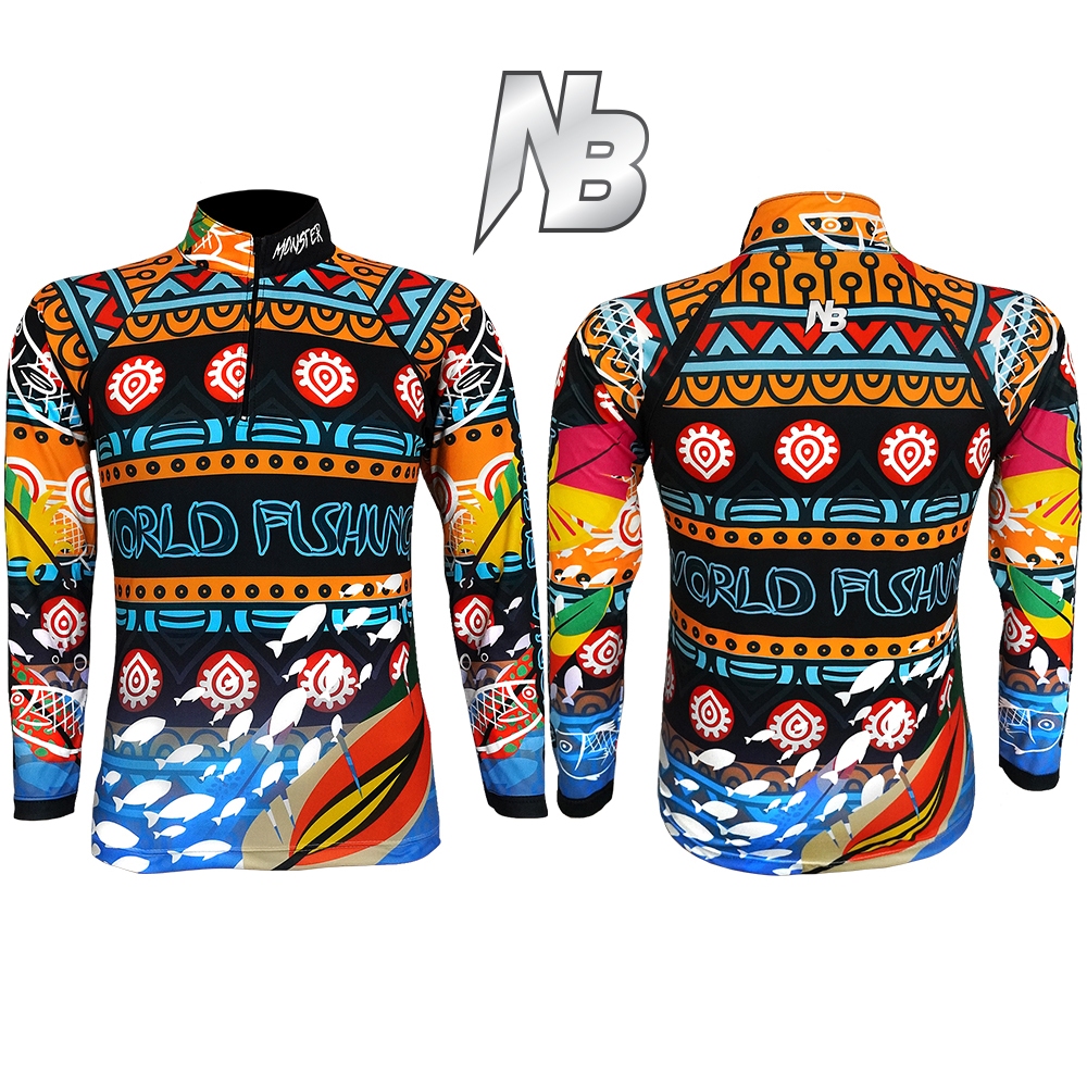 เสื้อตกปลา,ปั่นจักรยาน KH Pastel M World Fishing (สินค้าพร้อมจัดส่ง) ป้องกันแสง UV