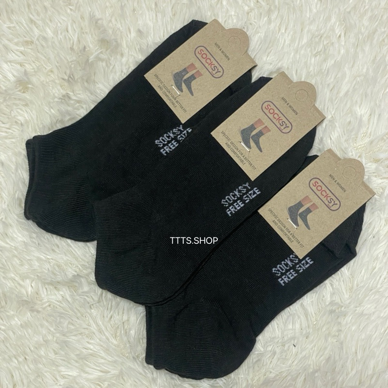 ถุงเท้า ข้อสั้น ทำงาน เที่ยว สีดำ ดำล้วน ขนาดFreesize Socksy ผ้าหนา ไม่บาง คุณภาพดี - รูปที่ 2