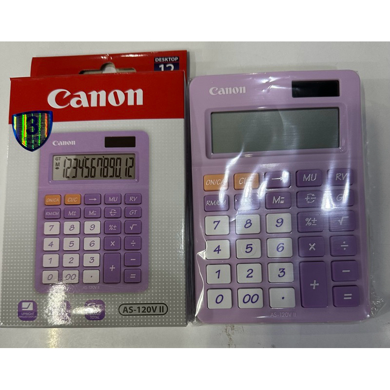 แท้!!!!!เครื่องคิดเลข CANON AS-120 V II สีม่วง 12 หลัก ตัวเลขใหญ่