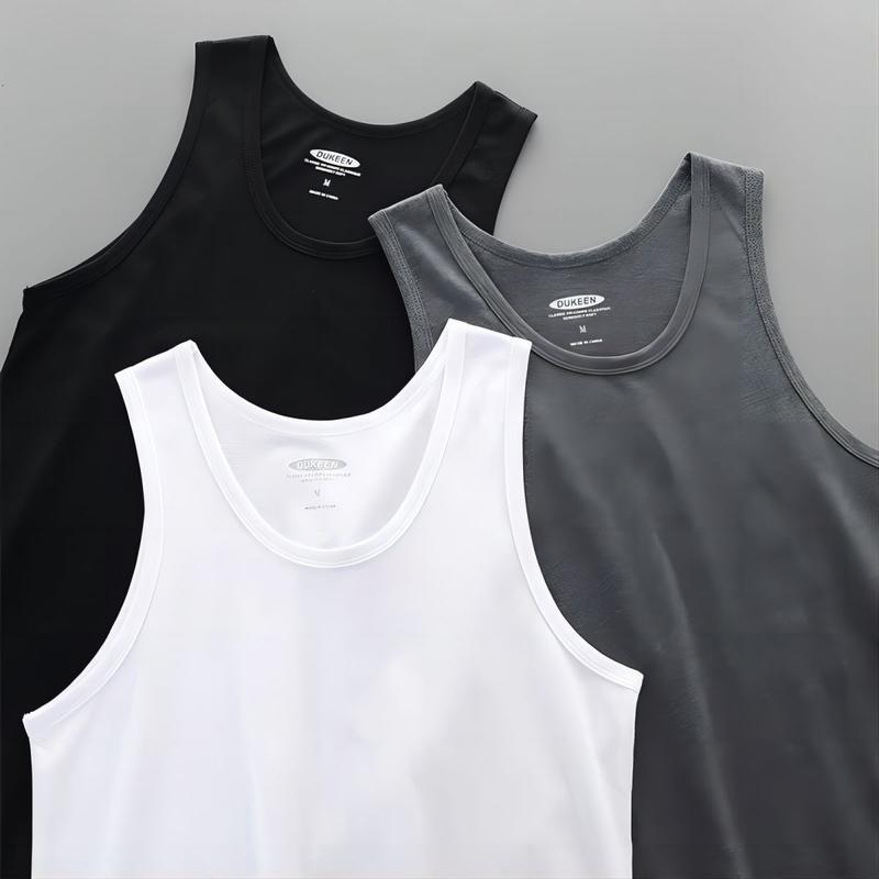 ผู้ชายโพลีเอสเตอร์ธรรมดา Sando Slim Fit เสื้อกั๊กด้านบนมัสลินกล้ามเนื้อพื้นฐาน