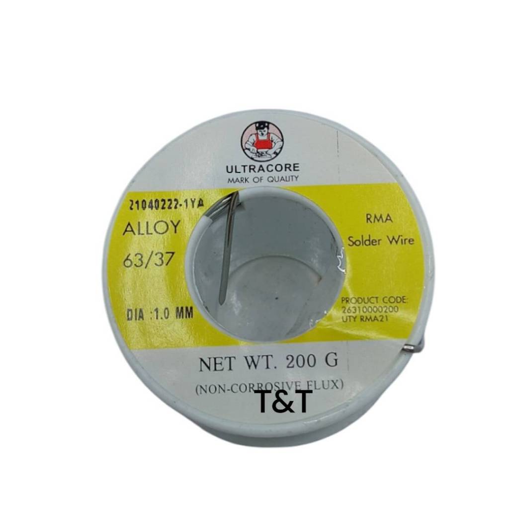 ตะกั่วบัดกรี Non Corrosive Flux R.M.A 63/37 ULTRACORE ขนาด 1.00 มิล หนัก 200 กรัม(เหลือง)
