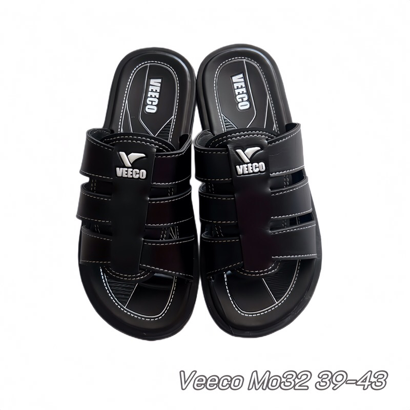 รองเท้าแตะ VEECOแบบสวมผู้ชาย รุ่น 🔺MO-32🔺สีดำ พื้นยางPvc สไตล์แฟชั่น พร้อมส่งจากไทย