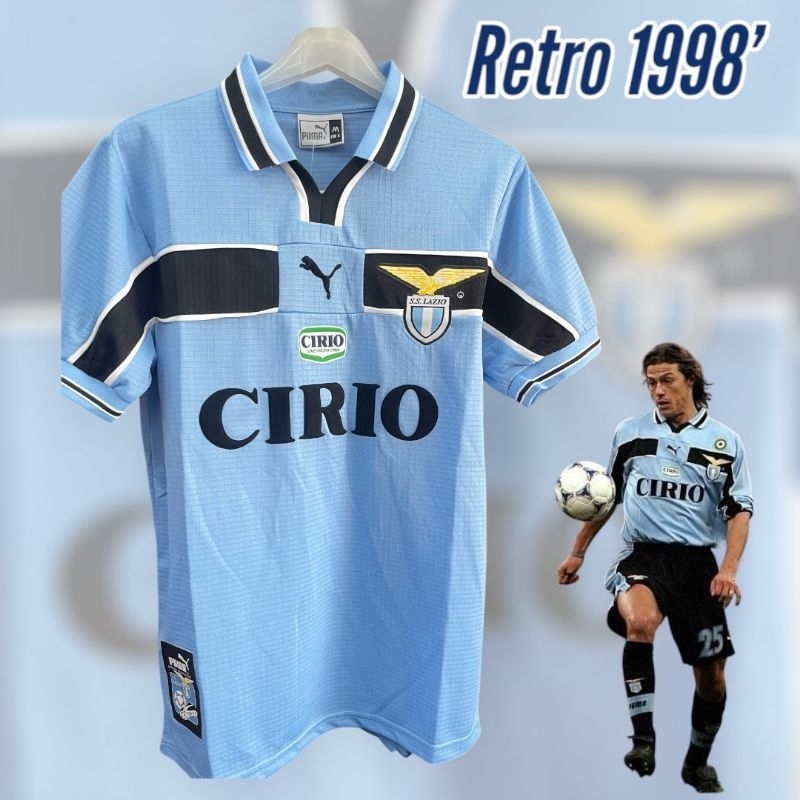 เสื้อบอลย้อนยุค Retro งานวินเทจ Lazio home 1998 ( รับประกันงานเกรดดีที่สุด สินค้าพร้อมจัดส่ง)