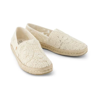 TOMS รองเท้าลำลองผู้หญิง สลิปออน รุ่น Alpargata Rope Sole 2.0 Natural Crochet Lace (CE) รองเท้าลิขสิทธิ์แท้