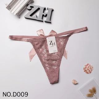 ZH.D009กางเกงชั้นในผู้หญิงลูกไม้จีสตริงหลังโบว์ บิกินี่ลูกไม้เอวต่ำ G-String