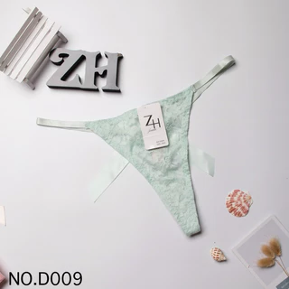 ZH.D009กางเกงชั้นในผู้หญิงลูกไม้จีสตริงหลังโบว์ บิกินี่ลูกไม้เอวต่ำ G-String