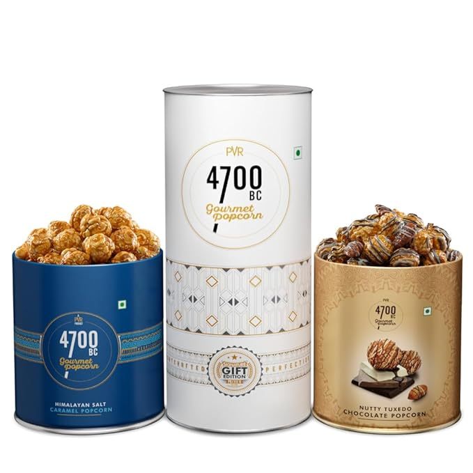 2 กระปุก ราคาพิเศษ 4700BC Gourmet Popcorn, Combo box,(2 Tins: 1 Himalayan Salt Caramel, 1 Nutty Tuxe