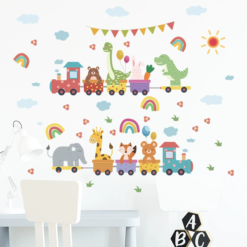 สติ๊กเกอร์ลายการ์ตูน ลายสัตว์โลก สําหรับติดตกแต่งผนังห้อง ตกแต่งห้องเด็ก สติ๊กเกอร์ติดผนัง ห้องเรียน LD96201