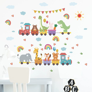 สติ๊กเกอร์ลายการ์ตูน ลายสัตว์โลก สําหรับติดตกแต่งผนังห้อง ตก…