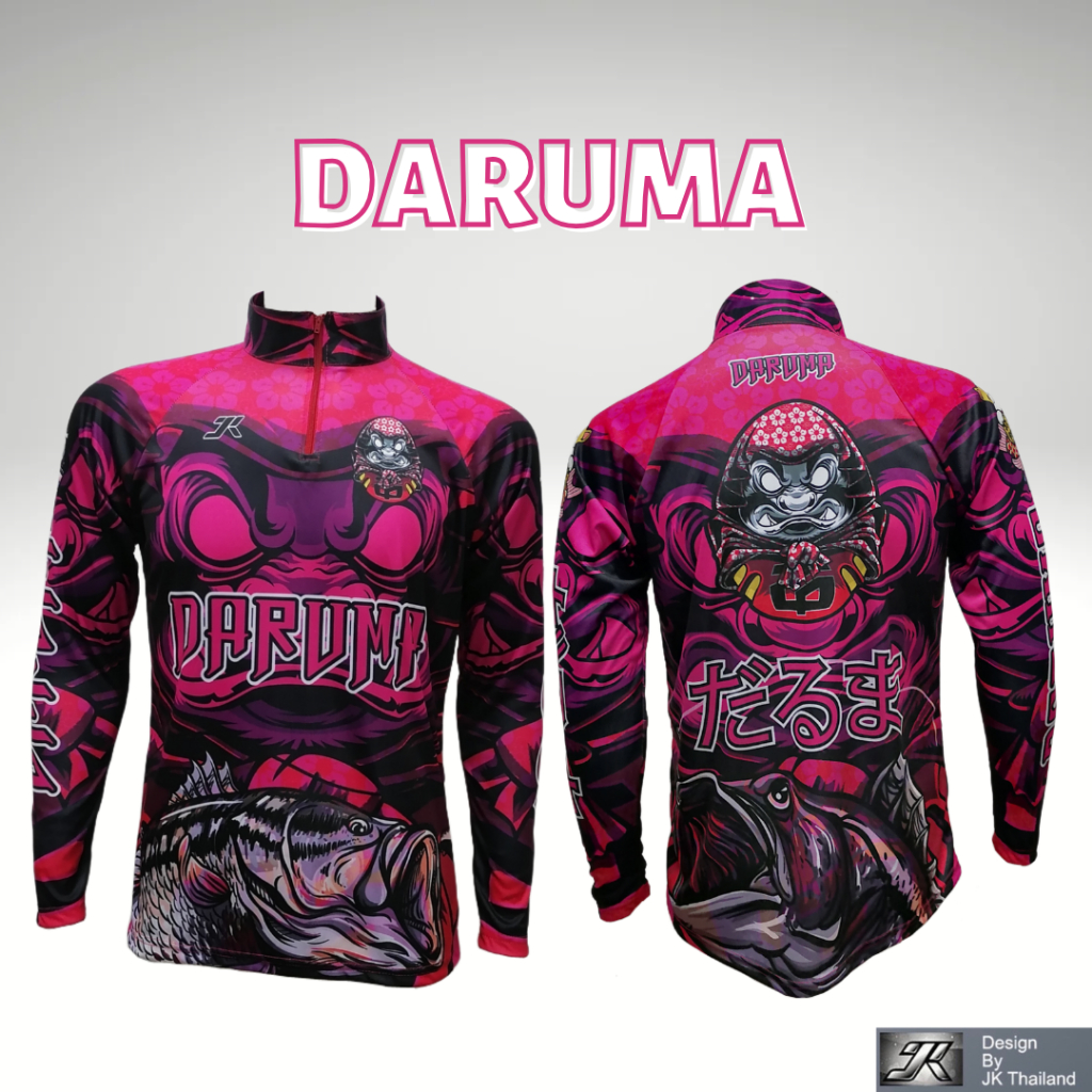 เสื้อตกปลา JK Thailand เสื้อกันยูวี ลาย DARUMA ป้องกันรังสี UV 80% แห้งเร็ว