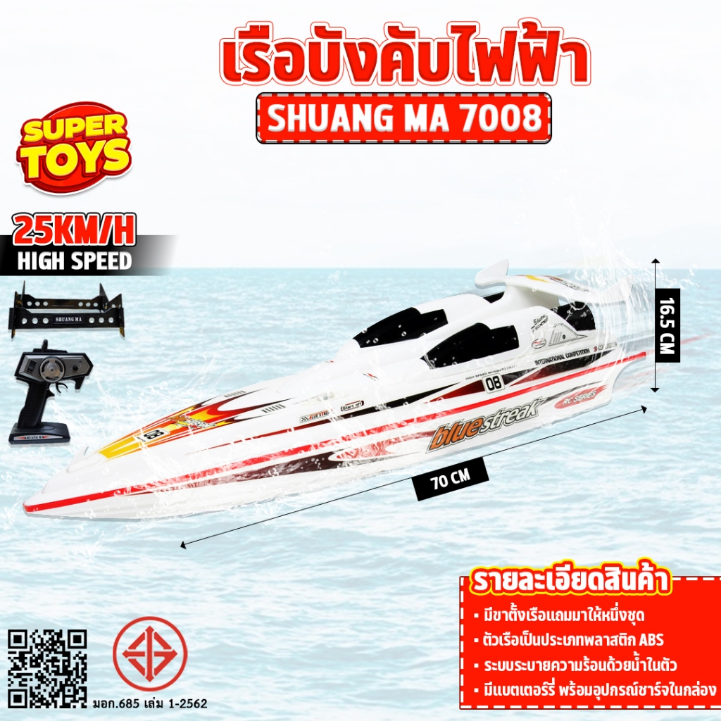 เรือบังคับ RC High Speed Racing Boat 7008 2.4G Remote Control 27MHZ