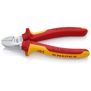 KNIPEX คีมปากเฉียงกันไฟ คีมปากเฉียงด้ามกันไฟ 1000V คีมปากเฉียง (VDE) ขนาด 5" 6" 7" ผลิตประเทศเยอรมัน (7006140, 7006160)