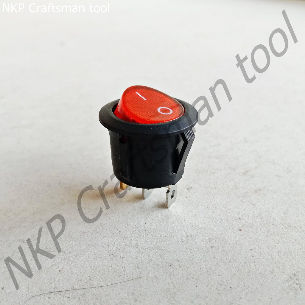 สวิตช์ กลม ปิด-เปิด 1ทาง สีแดง 3ขา KCD-105N 220V (ไม่มีสายไฟ)