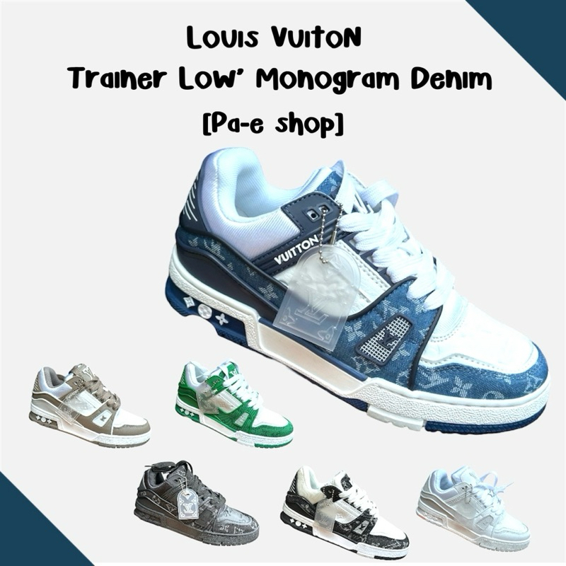 🛒🚩รองเท้าผ้าใบ L V Trainer Low’ Monogram Denim [งาน Hiend]