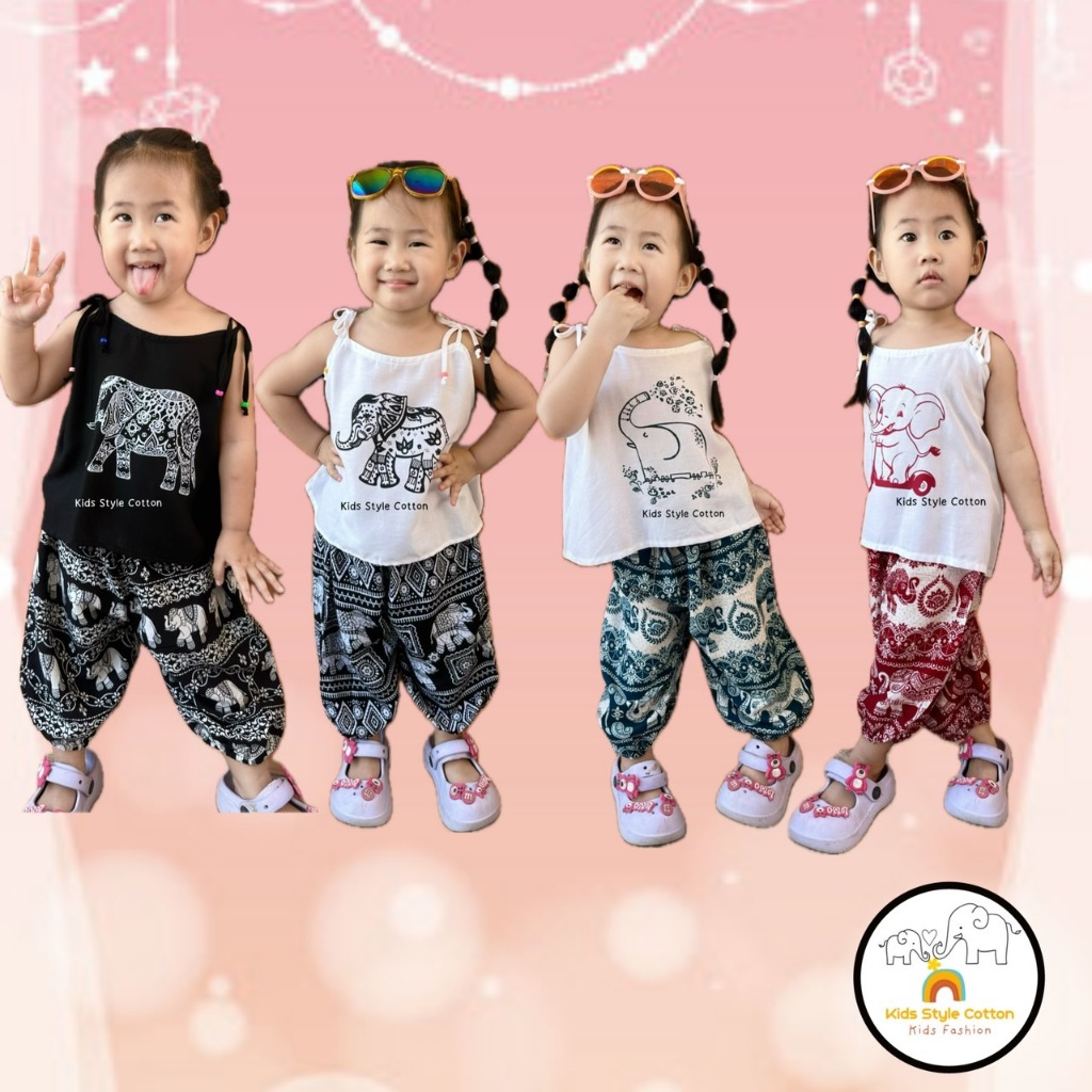 ชุดช้างเด็ก สายเดี่ยว 🐘🐘 ครบเซต เสื้อ+กางเกง เนื้อผ้าใส่สบาย ไม่ร้อน พร้อมส่ง🚚
