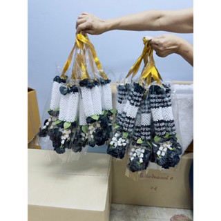 พวงมาลัยมะลิตูม ขาวดำ สำหรับแขวนกรอบรูปผู้เสียชีวิต งานศพ งา…