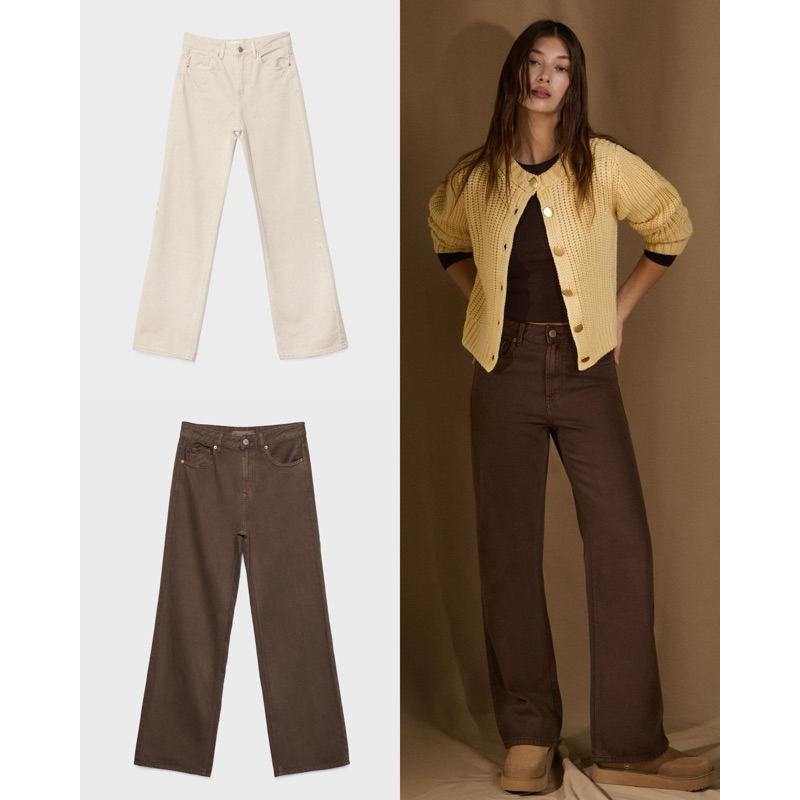 (ของแท้💯) *เข้าเพิ่มแล้ว* Stradivarius D92 straight wide jeans กางเกงยีนส์ มี 2 สี