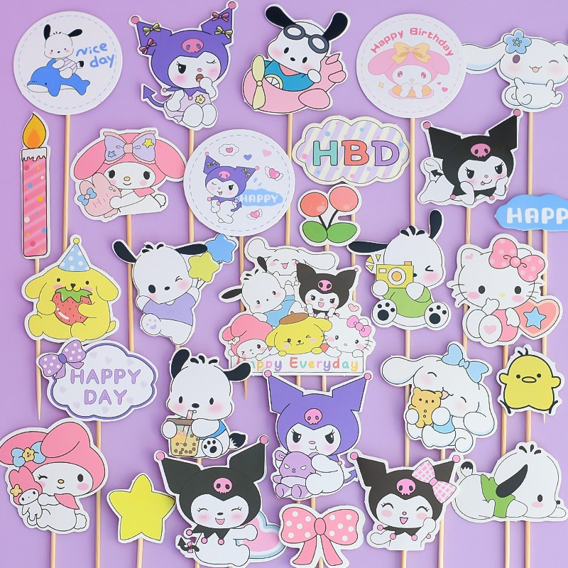 😍COD😍ดีไซน์พิเศษท็อปเปอร์ตกแต่งเค้ก น่ารัก Cinnamoroll Pacha สุนัขการ์ดแทรกตกแต่งโต๊ะขนมแทรกตกแต่งเค้กวันเกิดเด็ก