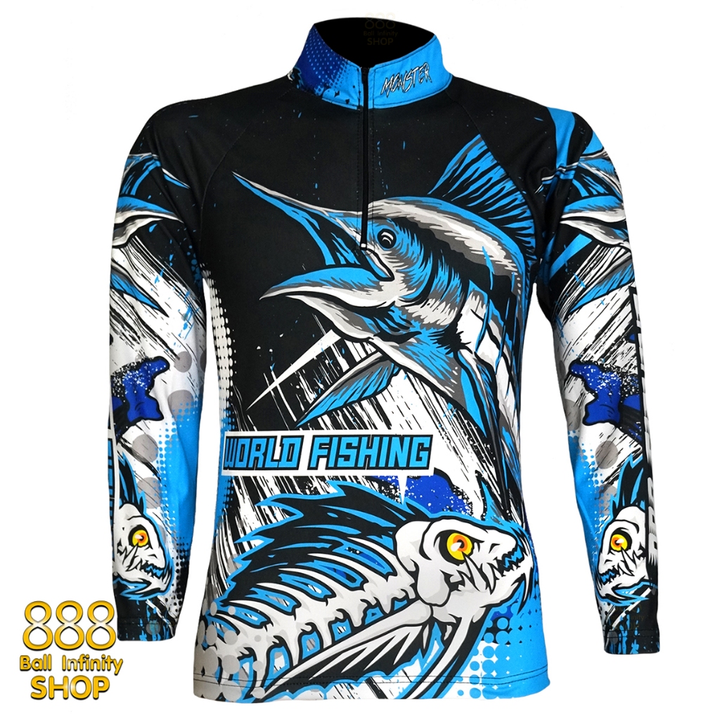 เสื้อตกปลา,ปั่นจักรยาน Set สี 8 Marlin World Fishing มีให้เลือก 4 สี (สินค้าพร้อมจัดส่ง) ป้องกันแสง UV