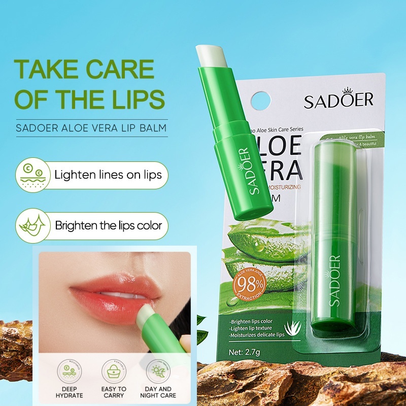 Windind SADOER ลิปสติกว่านหางจระเข้ ให้ความชุ่มชื้น บํารุงริมฝีปาก ขจัดผิวที่ตายแล้วบน