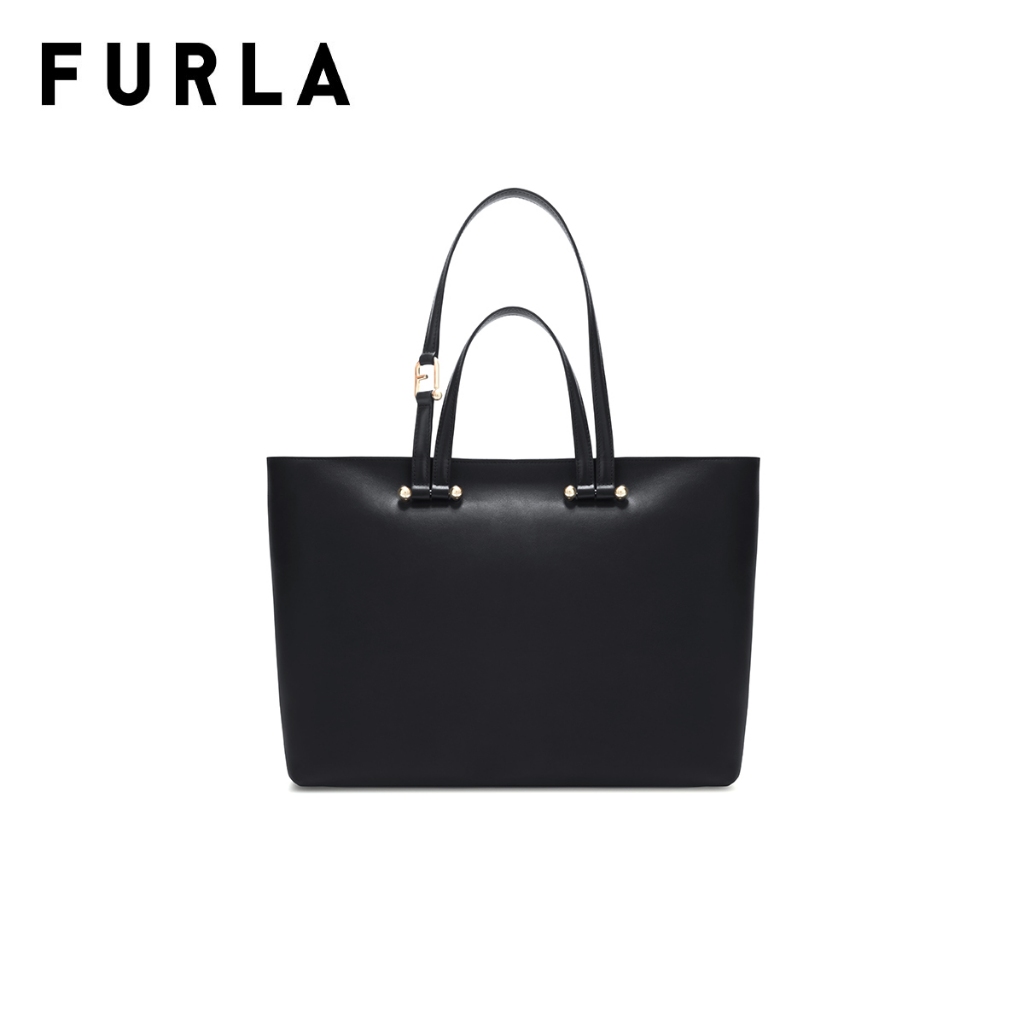 FURLA กระเป๋าสะพายผู้หญิง รุ่น DUETTO L TOTE สี NERO+NERO int