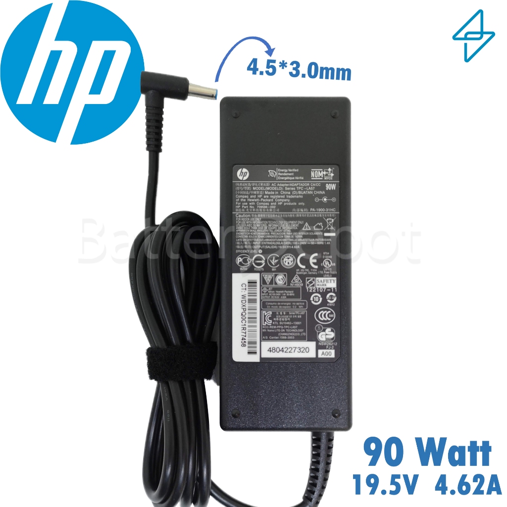 HP Adapter ของแท้ 19.5V/4.62A 90W หัวขนาด 4.5*3.0mm สายชาร์จ HP ENVY TouchSmart 15-j002ax