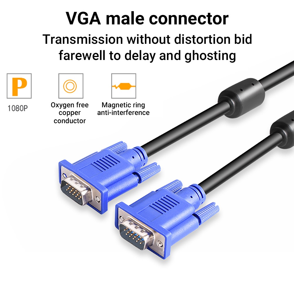VGA Cable สายต่อจอ 1.1M/3M HD จอคอ สายจอคอมพิวเตอร์ สายต่อจอ VGA Monitor