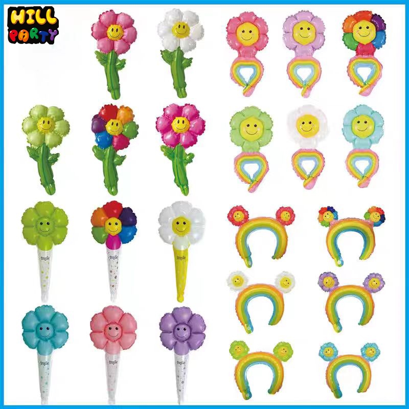 ลูกโป่ง ลูกโป่งดอกไม้ ลายดอกเดซี่ อุปกรณ์ประกอบฉาก ตกแต่งปาร์ตี้ ของเล่นเด็กอนุบาล หลายแบบหลายสี