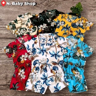 ส่งจากไทย! ชุดสงกรานต์เด็ก 5เดือน-5ปี ชุดลายดอกไม้ ลายฮาวาย …