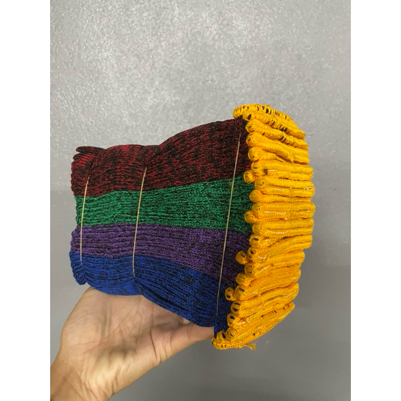 ถุงมือไนล่อน (PP) 1โหล 12คู่ คละสี4สี งานฟรีไซร์ เหมาะสำหรับใส่ก่อสร้าง ทำสวน ทำเกษตร ทำประมง