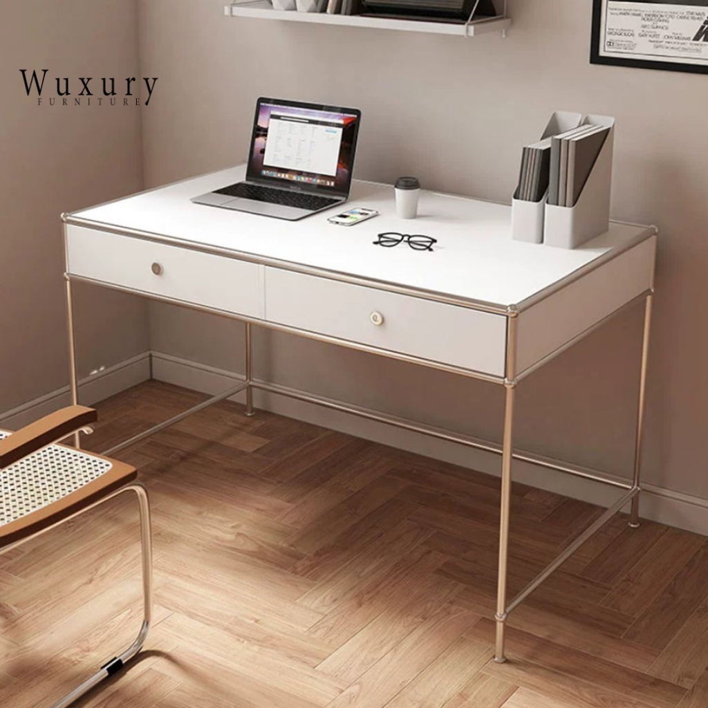 Wuxury Furniture  โต๊ะทำงาน USM Moden minimal โครงสแตนเลส โต๊ะคอมพิวเตอร์
