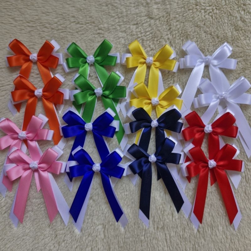 โบว์นักเรียน สีทูโทน (ราคา/1คู่)