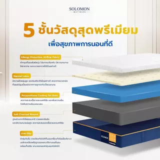 Solomon ที่นอนยางพาราแท้ รุ่น Sunshine หนา 6 นิ้ว และ หนา 8 นิ้ว ลดปวดหลังดีเยี่ยม