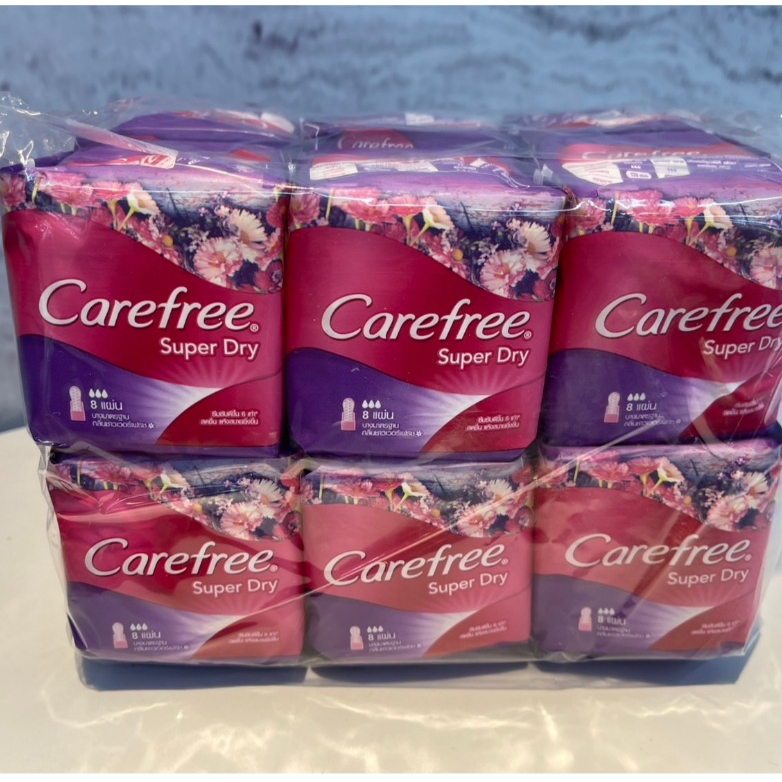 (สินค้ายกแพ็ค) Carefree Super Dry บางมาตรฐาน กลิ่นชาวเวอร์เฟรช 8 ชิ้น x 12 ห่อ