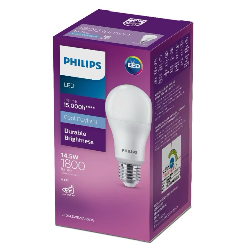 Philips Lighting หลอดไฟ LED 14.5วัตต์ ขั้ว E27 แสงขาว Cool Daylight 6500K&แสงอุ่น Warm White 3000K
