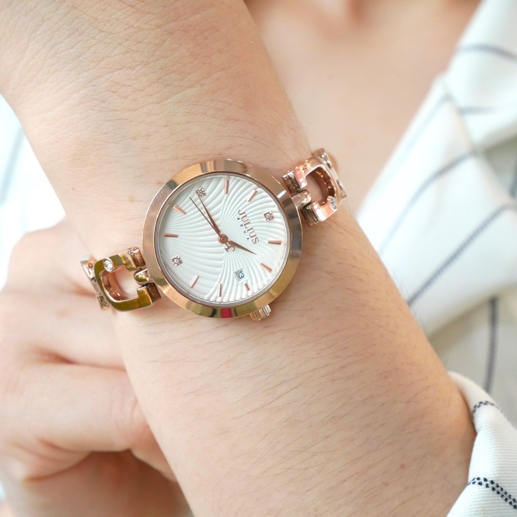 Julius นาฬิกาข้อมือผู้หญิง JA-1521 สายสแตนเลส หน้าปัดกลม แบรนด์เกาหลี แฟชั่นฮิตของแท้