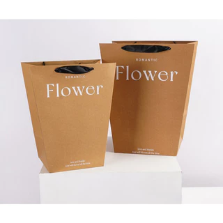 ถุงกระดาษ กระดาษคราฟท์ ใส่ของขวัญ ช่อดอกไม้ มี 2 ขนาด ลายFlower