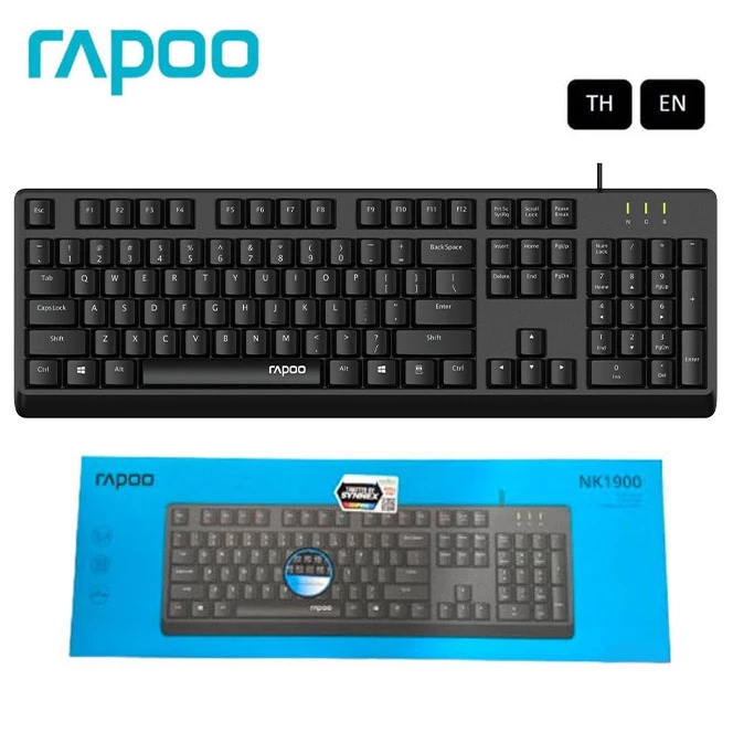 Rapoo NK1900 Spill Resistance Wired USB Keyboard Wired for Laptop, PC