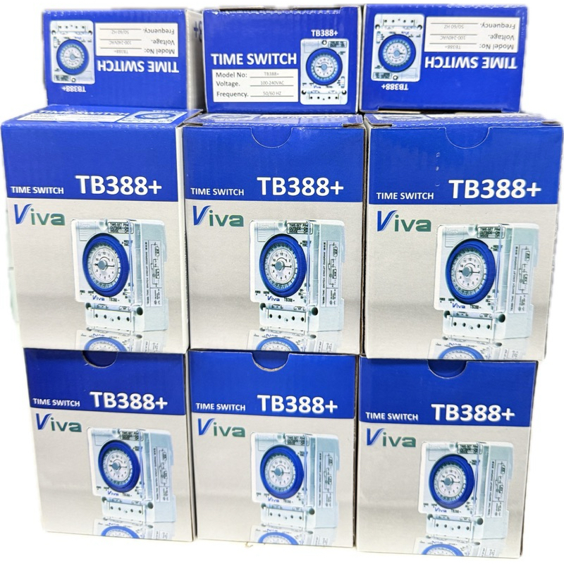VIVA TB388+(Timer Switch) นาฬิกาตั้งเวลา 24 ชั่วโมง รุ่น TB388+ มีแบตเตอรี่ในตัว สำรองไฟได้ 300 ชั่ว