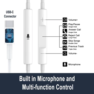หูฟัง sanmax Typec A10 ชนิดใส่ในหู ใช้โดยตรงไม่ต้องใช้บลูทูธ สำหรับ ios Android （รับประกัน 12 เดือน）เสียงดี AAA