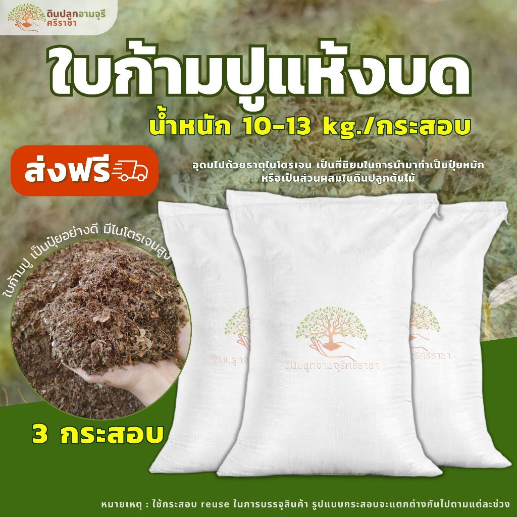 (ส่งฟรี)ใบก้ามปูแห้งบด จำนวน 3 กระสอบ(10-13 kg./กระสอบ) ใบก้ามปูล้วน100% จัดส่ง 5-7 วันทำการ