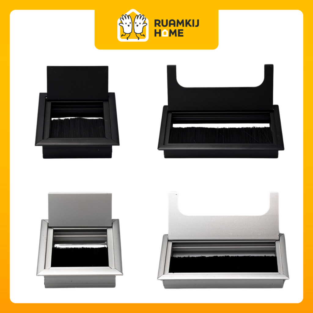 Pansiam ช่องร้อยสายไฟ ฝังโต๊ะ วัสดุ อลูมิเนียม สีเงิน/สีดํา ขนาด 80*80mm. และ 80*160mm.