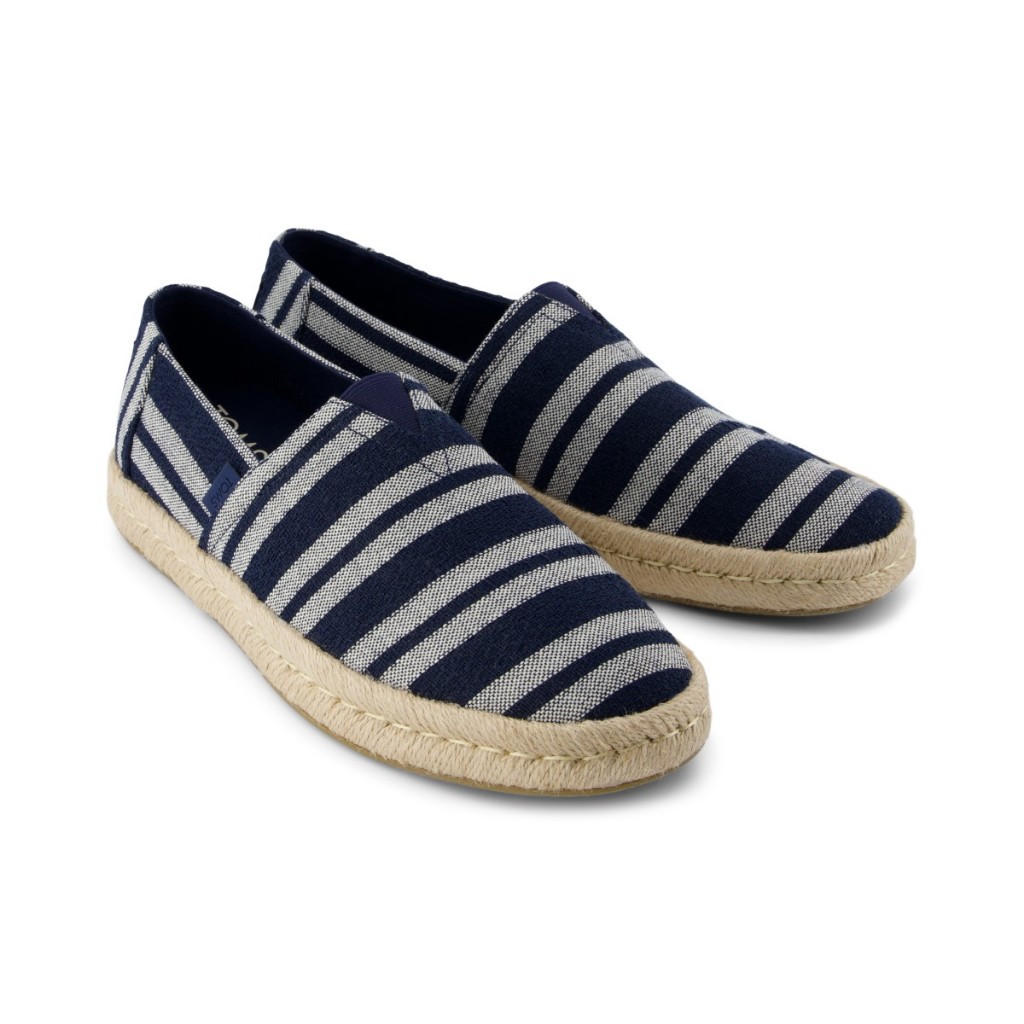 TOMS รองเท้าลำลองผู้ชาย สลิปออน รุ่น Alpargata Rope 2.0 Navy Beach Stripe (CE) รองเท้าลิขสิทธิ์แท้