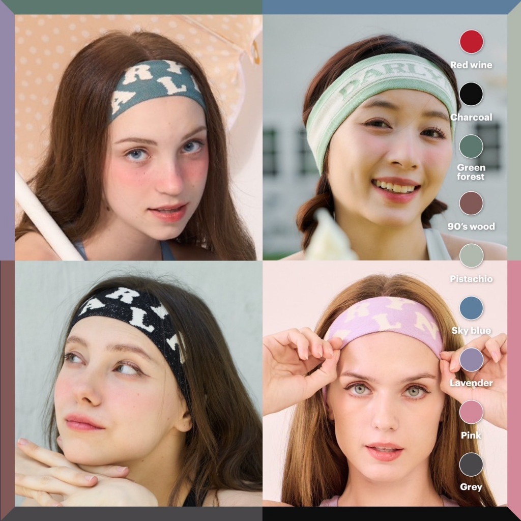 Darlyn -  Slim fit headband ใส่ได้ 2 ลาย ผ้าคาดหัว ผ้าโพกหัว ผ้าคาดผม แบบยืดหยุ่น ดูดซับเหงื่อ