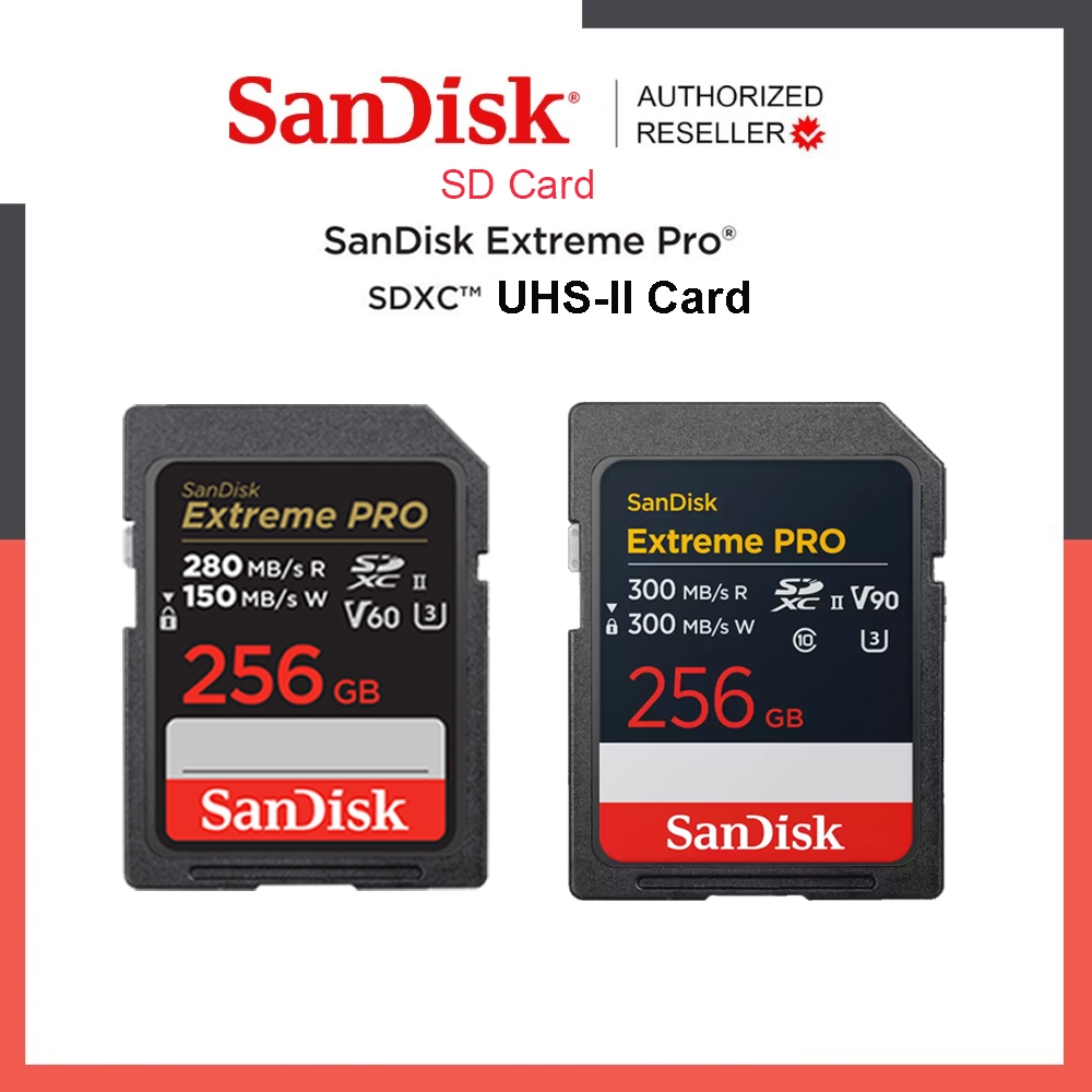 SanDisk Extreme PRO SD Card UHS-ii 256 GB ความเร็วอ่าน 300MB/s V90 (SDSDXDM-256G-GN4IN) 8K แซนดิส