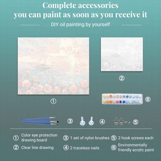 MW ระบายสีตามตัวเลข 40x50ซม มีเฟรม ภาพวาดตกแต่งอะคริลิก ของขวัญ DIY สำหรับเด็ก คู่ ผ้าใบแคนวาส อุปกรณ์ศิลปะ เครื่องเขียน