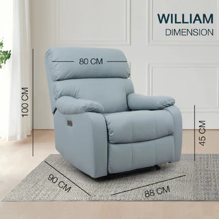 (Pre-Order) Recliner รุ่น William เก้าอี้ปรับเอน โซฟารีไคลเนอร์ ดึงมือ ไฟฟ้า หนัง/ผ้า 1ที่นั่ง