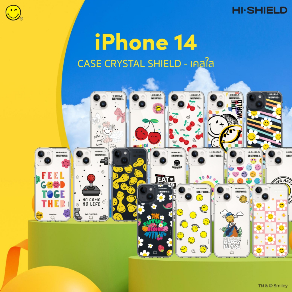 [for iPhone14] HI-SHIELD เคสมือถือใสกันกระแทก 1.5 เมตร เคสiPhone14 ลิขสิทธิ์แท้ Smileyworld